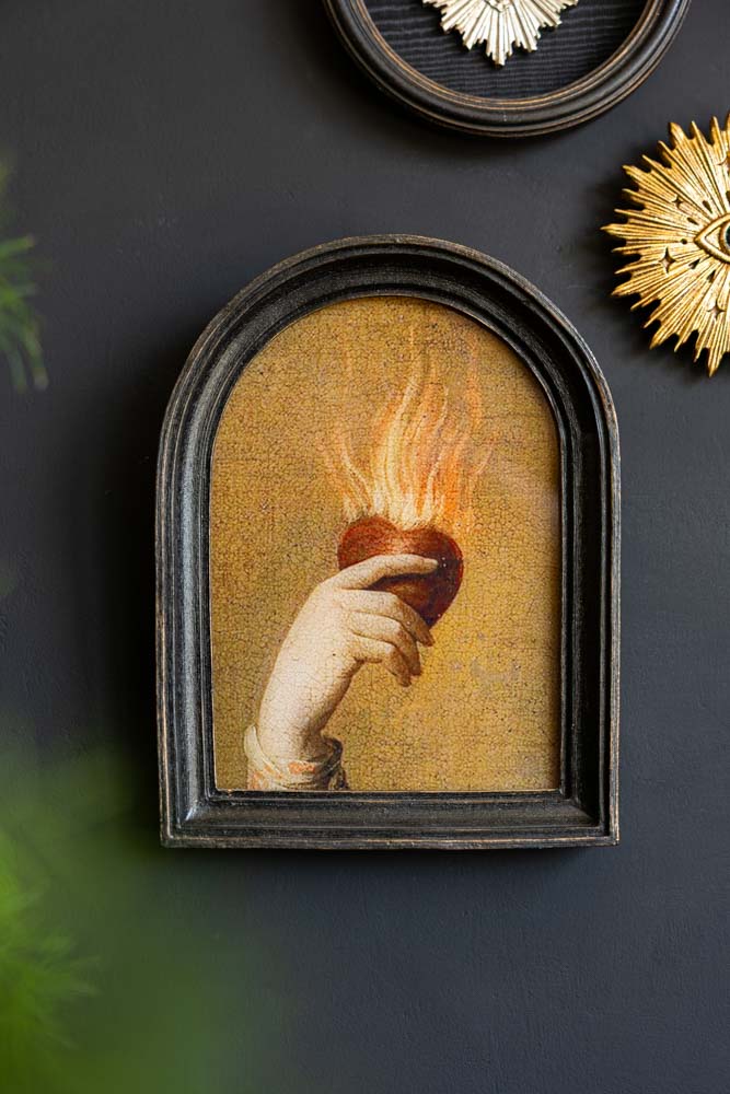 Art mural encadré « Cœur en feu »