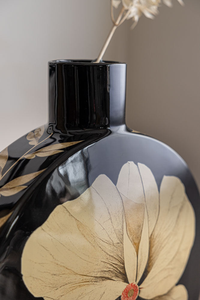 Vase floral noir et crème