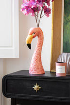 Grand vase en forme de tête de flamant rose blush