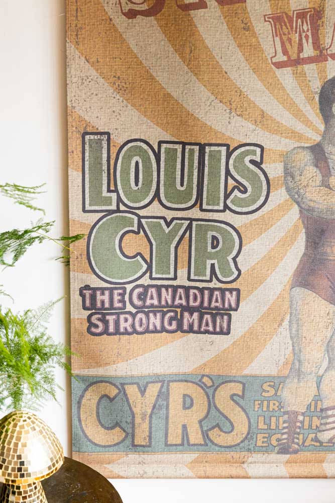 Grande décoration murale de style vintage représentant l'homme le plus fort du monde