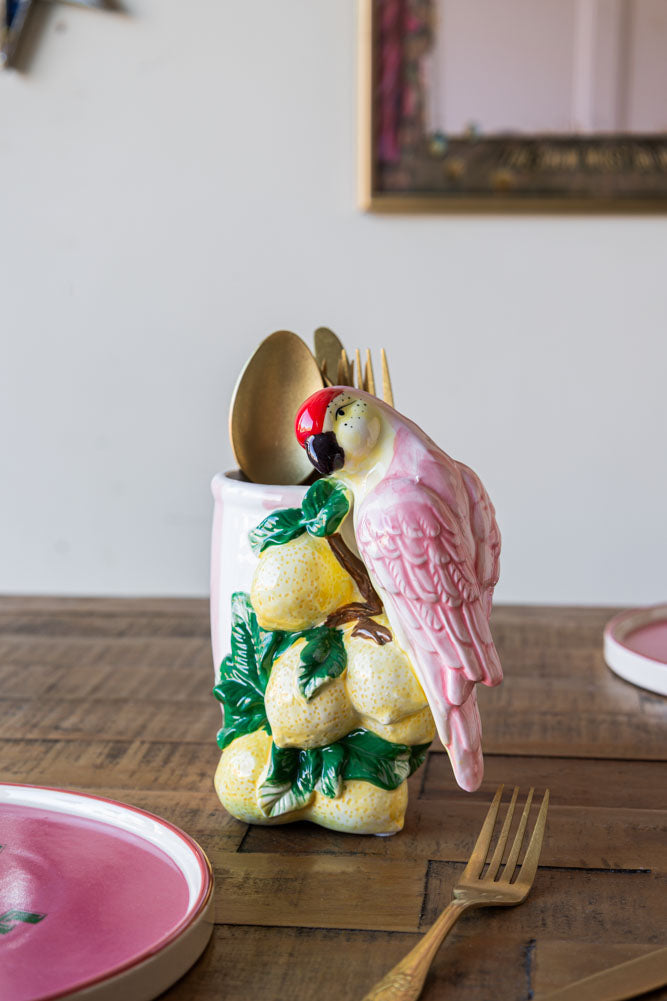 Jardinière d'intérieur à rayures roses citron et perroquet