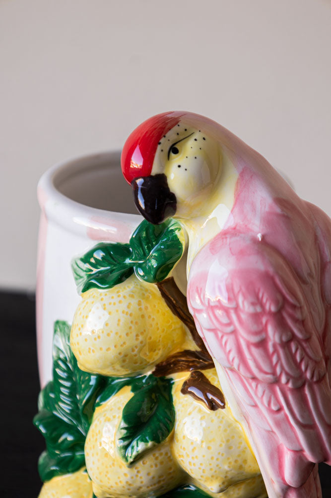 Jardinière d'intérieur à rayures roses citron et perroquet