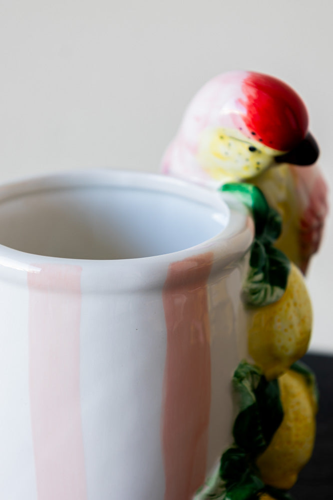 Jardinière d'intérieur à rayures roses citron et perroquet