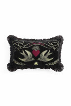 Coussin brodé noir Love Birds More Amore