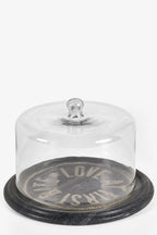 Plateau à fromage en marbre et couvercle en verre