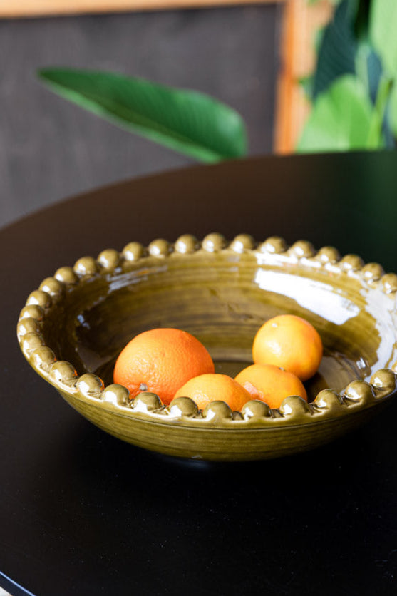 Bol en céramique vert olive en forme de bobine