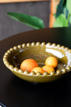 Bol en céramique vert olive en forme de bobine