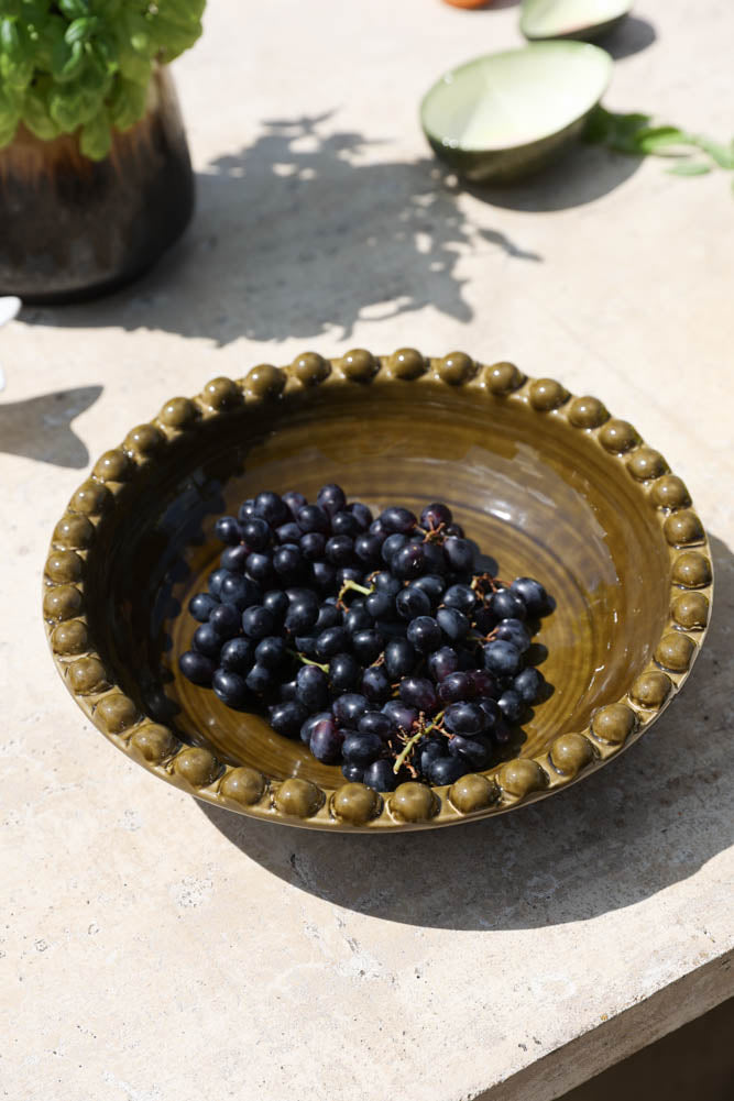 Bol en céramique vert olive en forme de bobine