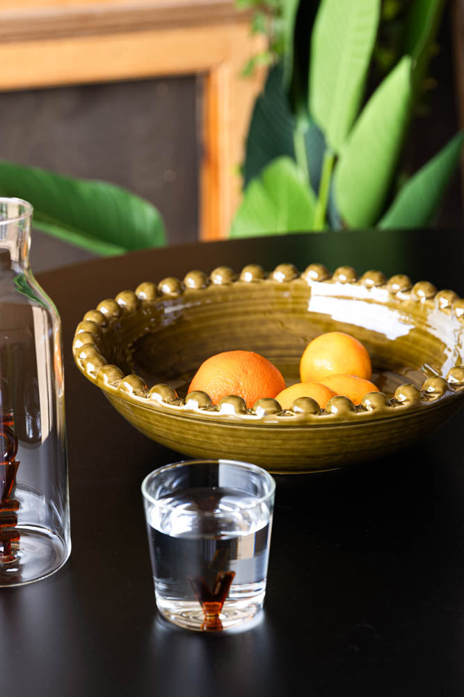 Bol en céramique vert olive en forme de bobine