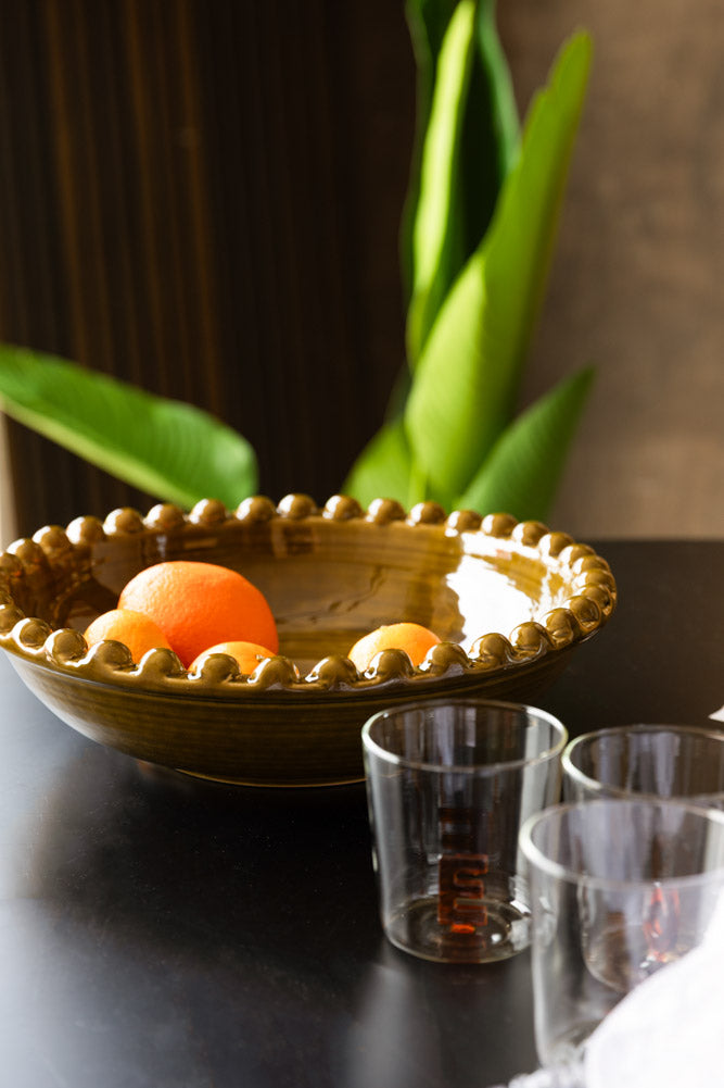 Bol en céramique vert olive en forme de bobine