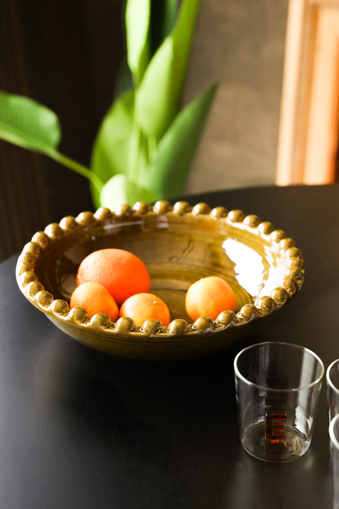 Bol en céramique vert olive en forme de bobine