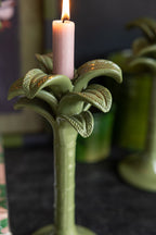 Bougeoir palmier vert olive