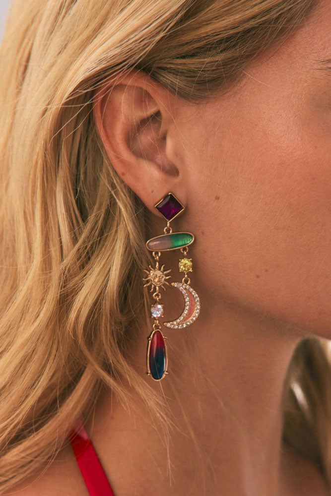 Boucles d'oreilles à perles roses et breloques bohèmes