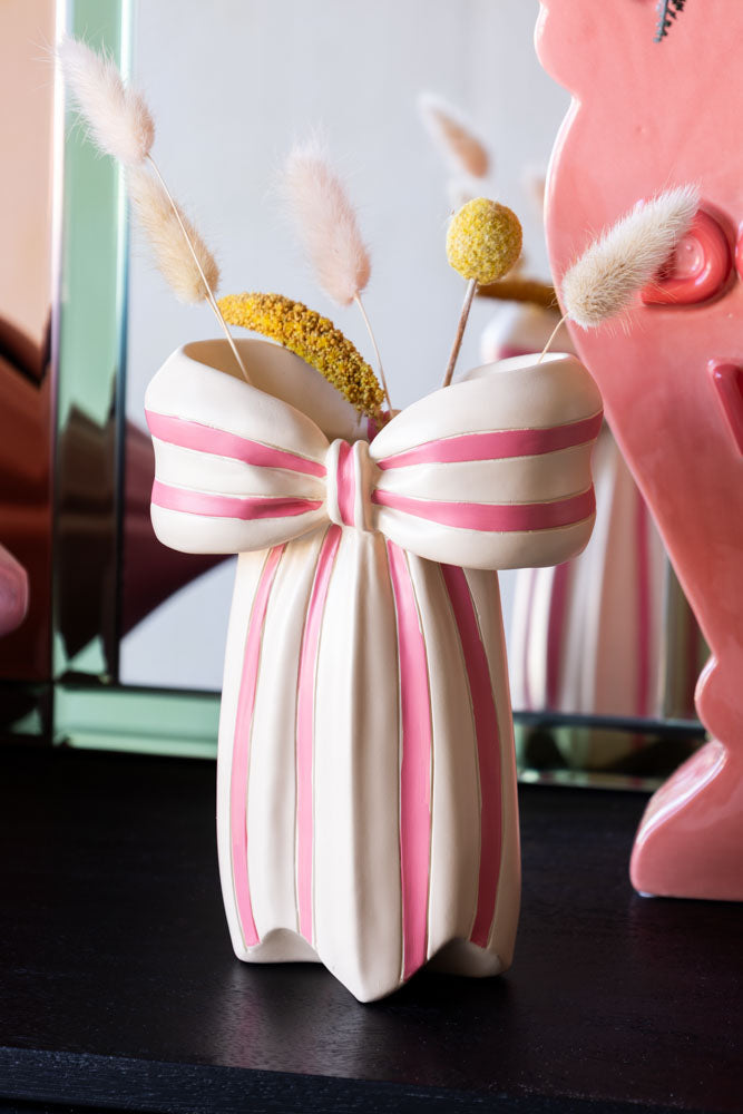 Vase à nœud rose et crème
