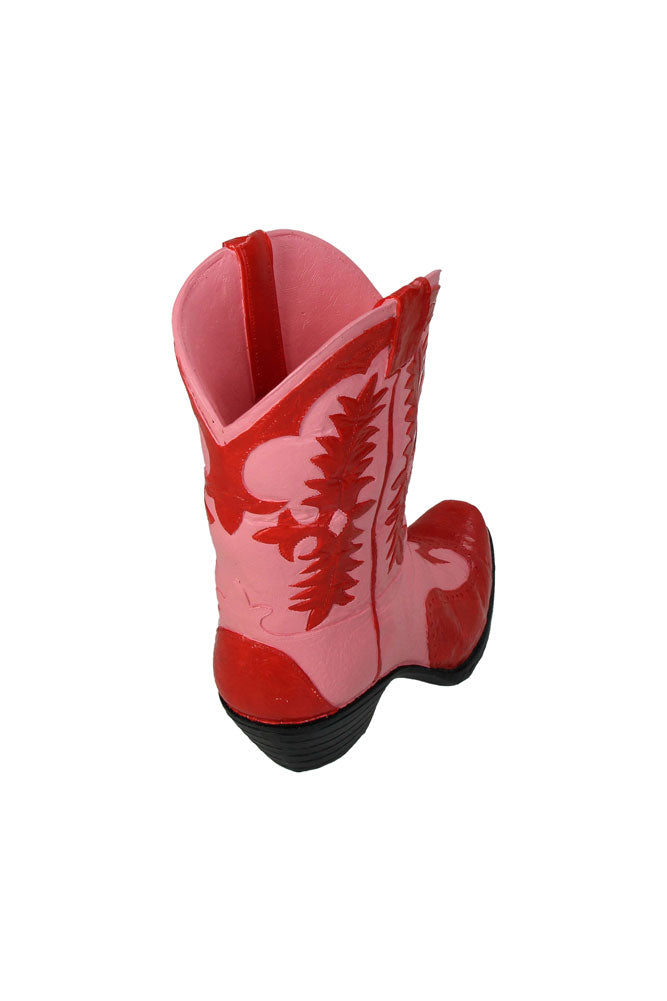Vase bottes de cow-girl rose et rouge