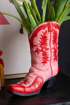 Vase bottes de cow-girl rose et rouge