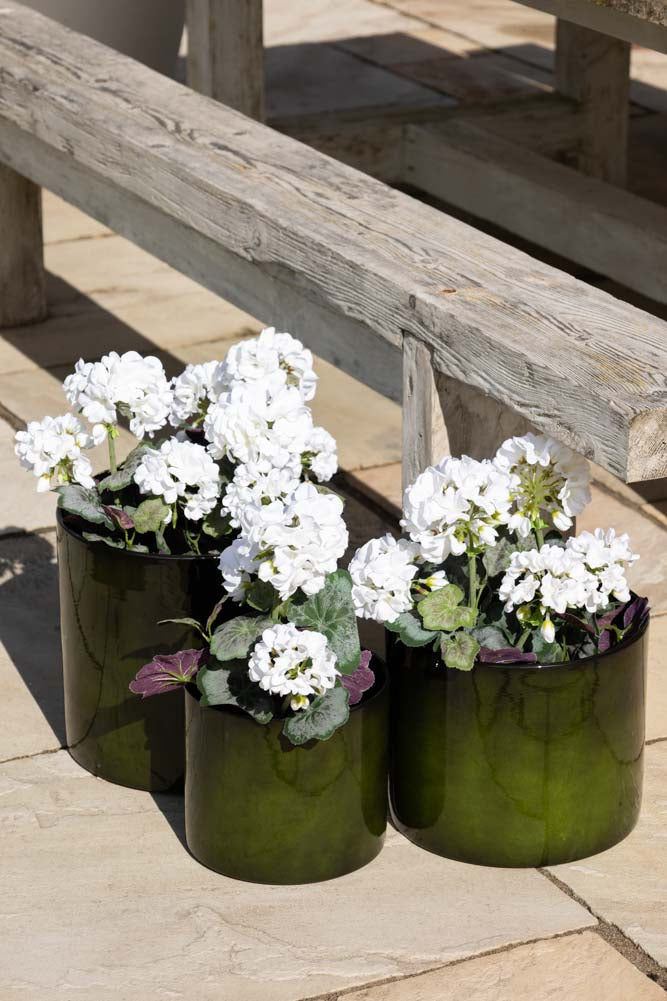 Faux géranium blanc en pot