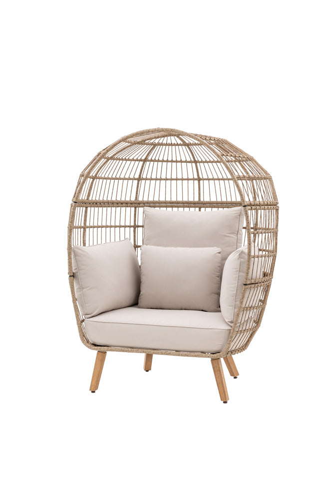 Chaise de jardin en forme d'œuf inspirée du rotin