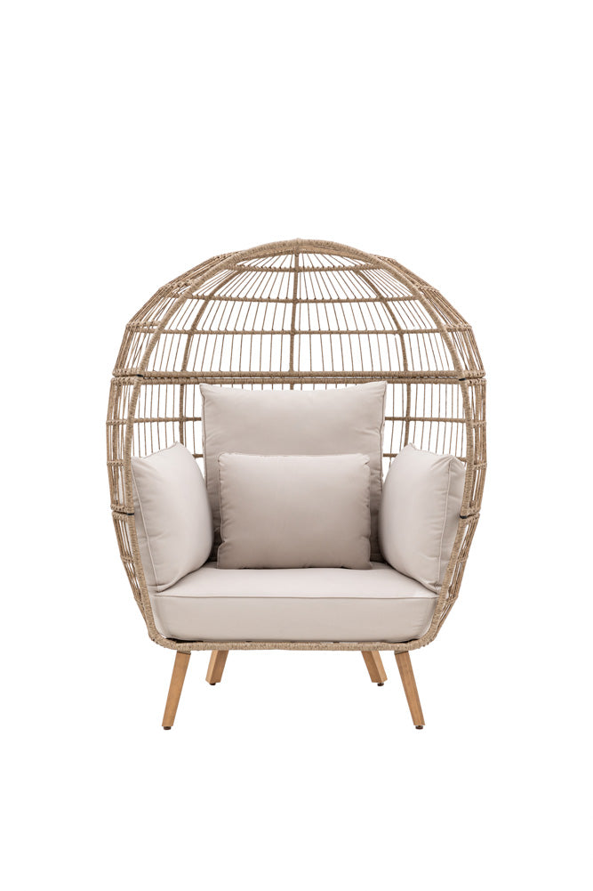 Chaise de jardin en forme d'œuf inspirée du rotin