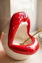 Bocal de rangement à bouche ouverte et lèvres rouges / Cochon de sel