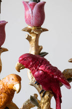 Bougeoir inséparables rouges et roses