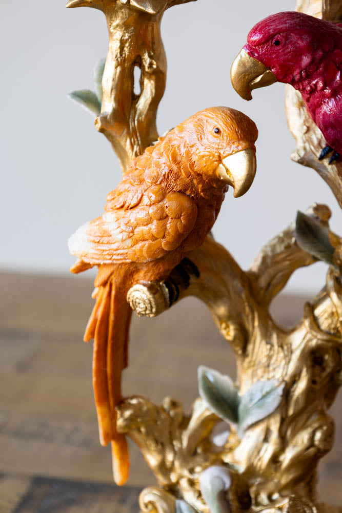 Bougeoir inséparables rouges et roses