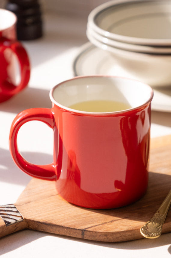 Mug en grès rouge et rose - DISCONTINUÉ