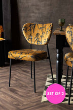 Lot de 2 chaises de salle à manger en velours de bambou