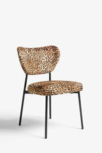 Lot de 2 chaises de salle à manger en velours imprimé léopard