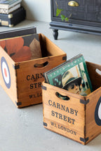 Lot de 2 boîtes de rangement en bois vieilli