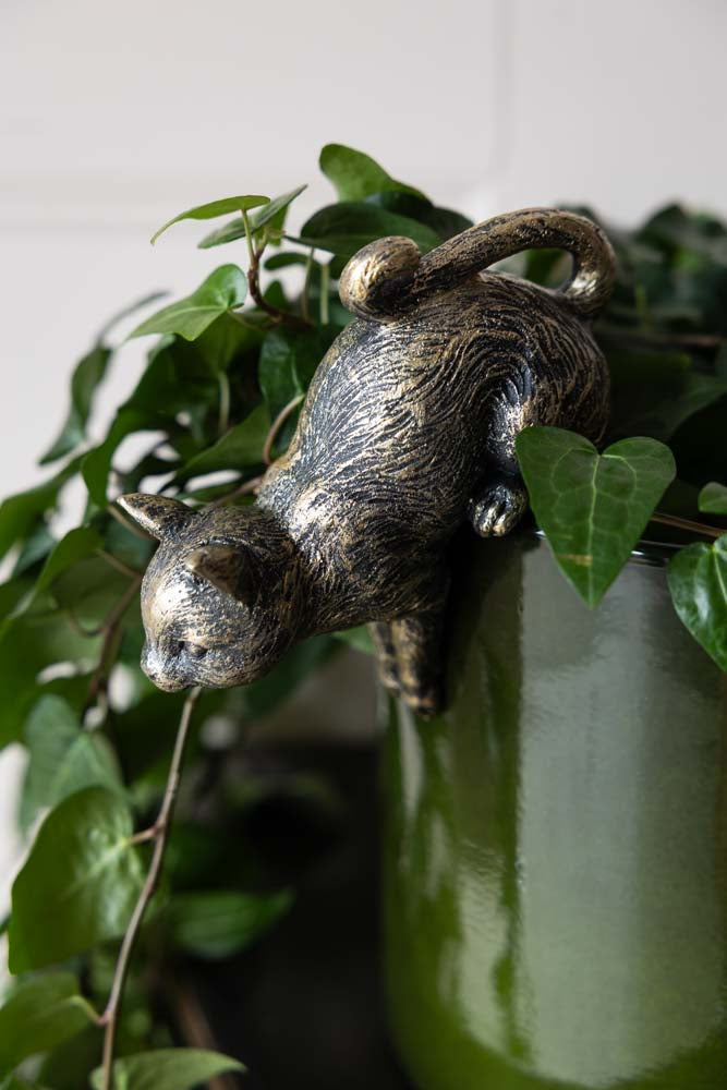 Grand ensemble de 2 décorations suspendues en forme de chats grimpants