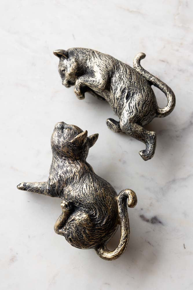 Grand ensemble de 2 décorations suspendues en forme de chats grimpants