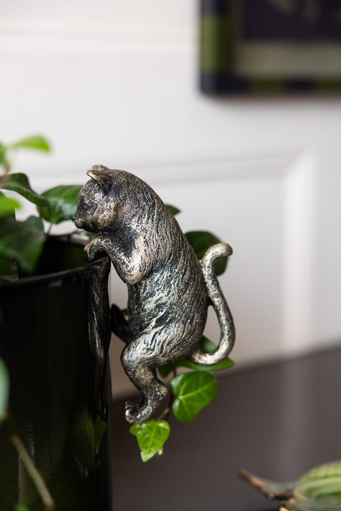 Grand ensemble de 2 décorations suspendues en forme de chats grimpants