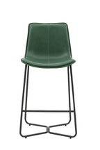 Lot de 2 tabourets de bar verts avec cadre en métal