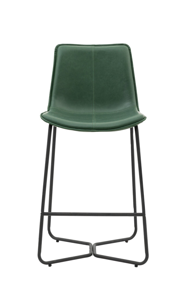 Lot de 2 tabourets de bar verts avec cadre en métal