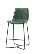 Lot de 2 tabourets de bar verts avec cadre en métal