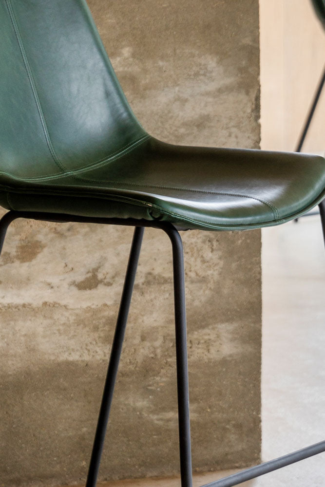 Lot de 2 tabourets de bar verts avec cadre en métal