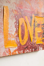 Lot de 2 décorations murales abstraites Paix/Amour roses et orange