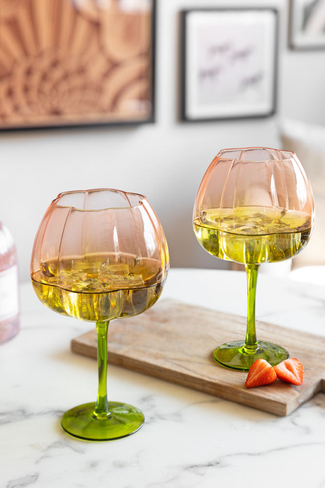 Lot de 2 verres à gin rose et vert