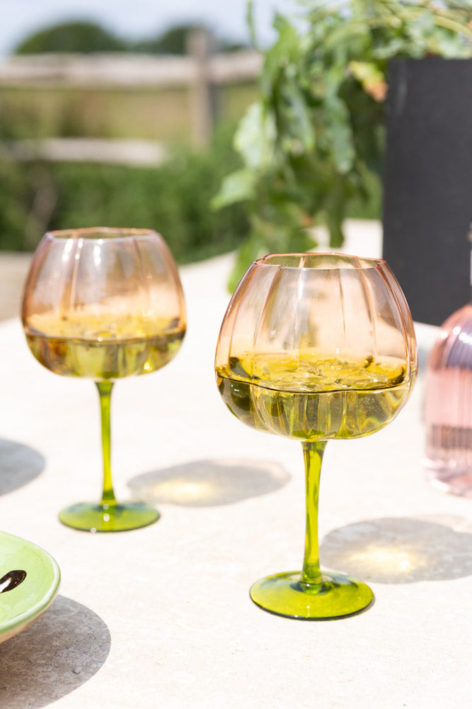 Lot de 2 verres à gin rose et vert