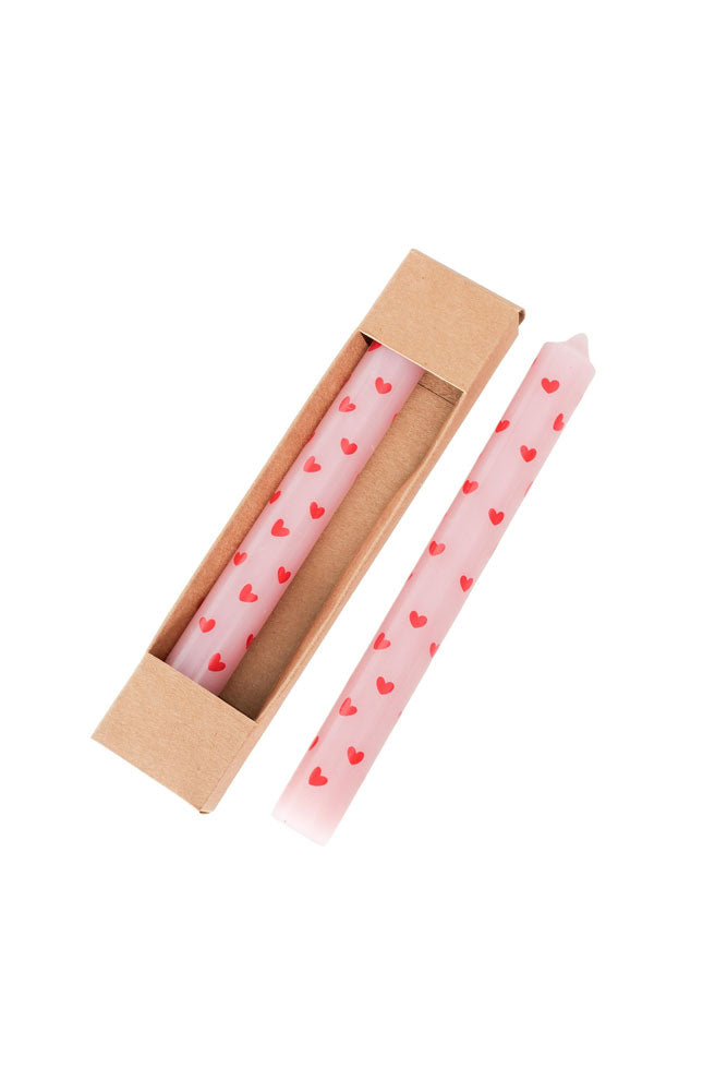 Lot de 2 bougies de table en forme de cœur rouge et rose