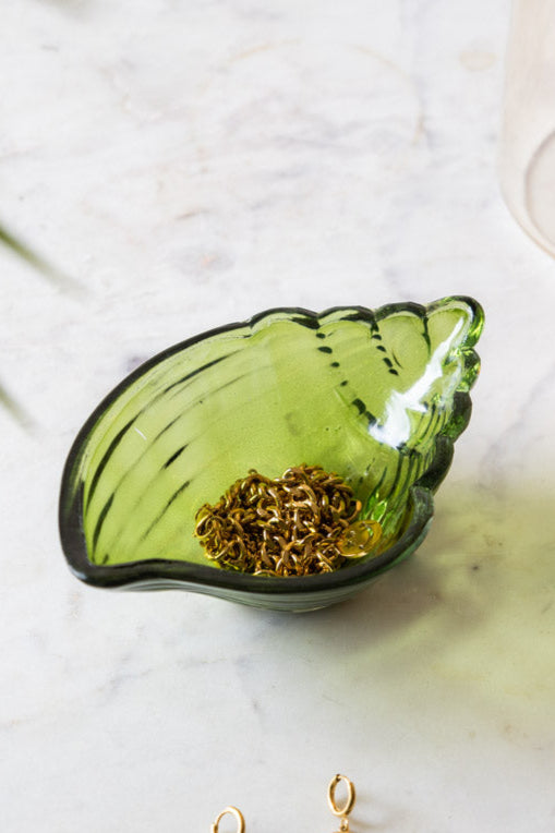 Plateau à bibelots coquillage vert foncé