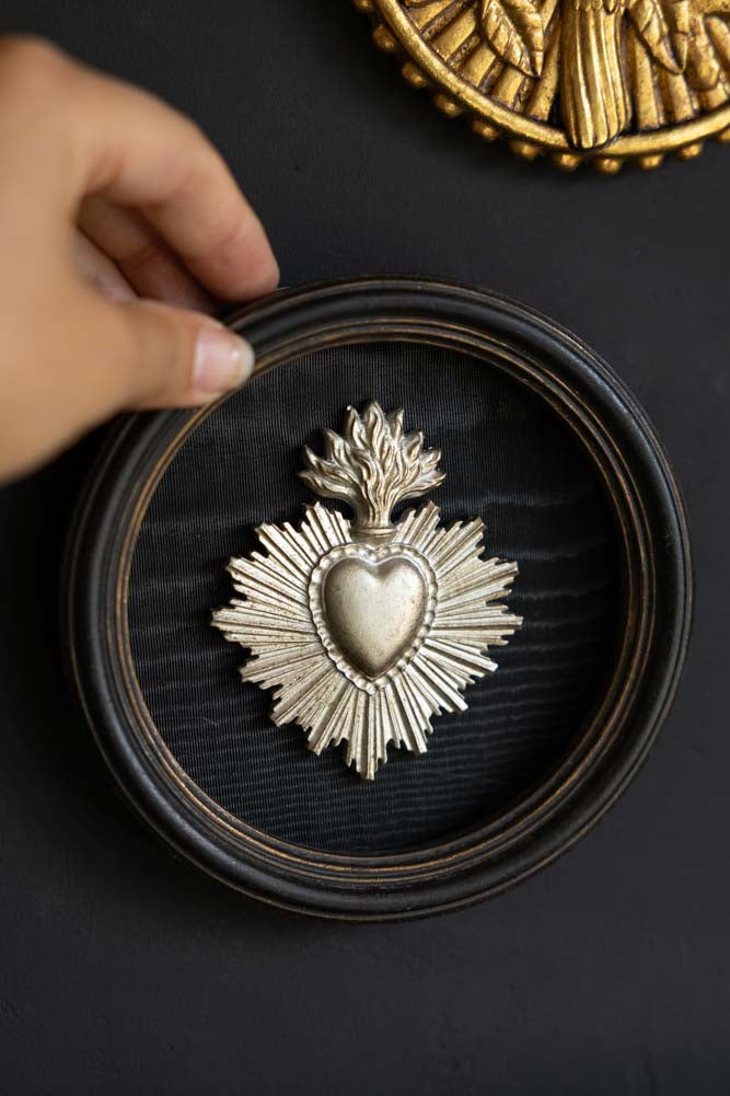 Décoration murale en forme de cœur Milagro de style antique argenté