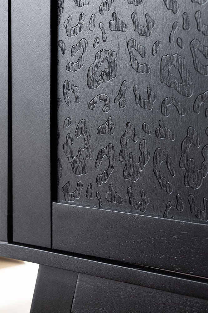 Petit buffet noir à imprimé léopard