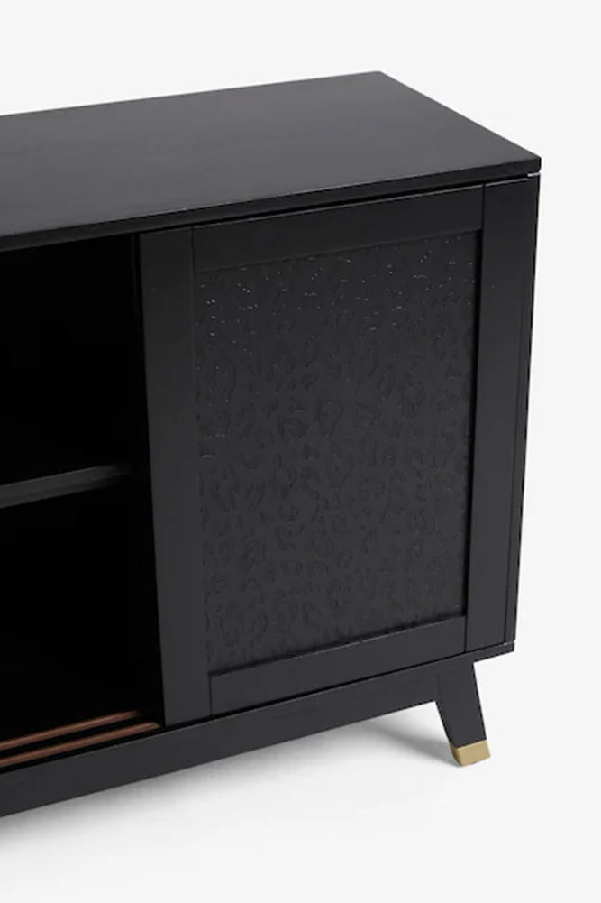 Petit buffet noir à imprimé léopard