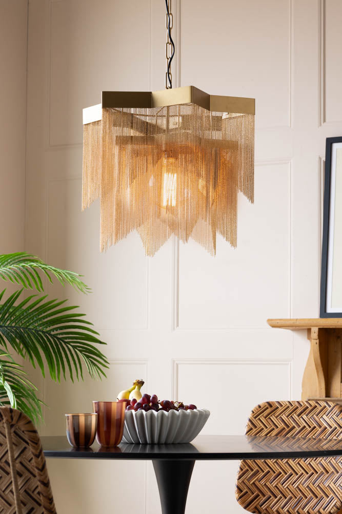 Superbe lustre à chaîne étoilée