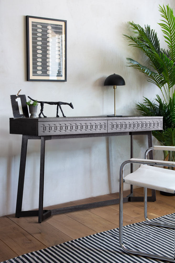 Bureau élégant à 2 tiroirs en bois de manguier