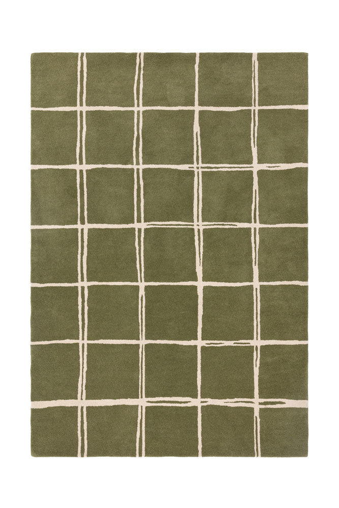 Tapis Albany Grid couleur olive - Disponible en 3 tailles