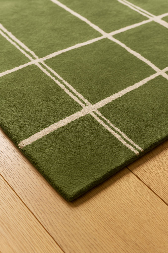 Tapis Albany Grid couleur olive - Disponible en 3 tailles