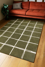Tapis Albany Grid couleur olive - Disponible en 3 tailles
